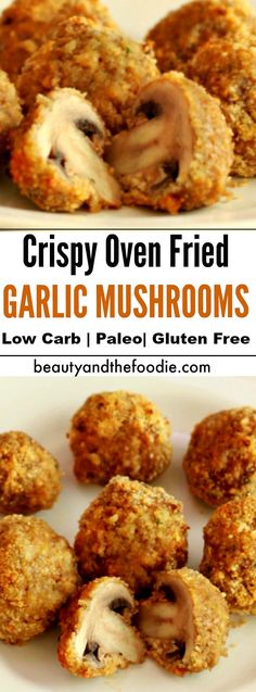 Crispy Oven Fried Garlic Mushrooms - Beauty and the Foodie Fried Garlic Mushrooms, Garlic Mushrooms Recipes, Crispy Oven Fries, Mushrooms Recipes, Fried Garlic, Fried Mushrooms, Oven Fried, Garlic Mushrooms, Garlic Fries