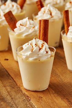 eggnog jello shots with cinnamon sticks in them