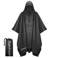 PRICES MAY VARY. Premium Waterproof Fabric: Our quality rain poncho is made of 100% eco-friendly polyester fabric, strong waterproof back with heat-sealed seams.This rain poncho not only can be reused for a long time, but also has the characteristics of portable, waterproof, windproof, wear-resistant, and fast drying. This rain poncho is featured with a wide brim hat hooded with drawstrings to prevent rain from wetting your eyes and forehead Super Waterproof Fuction: Made of high density polyest Cute Rain Poncho, Rain Poncho Hiking, Rainkiss Poncho, Poncho Raincoat, Outdoor Long Raincoat With Double-lined Hood, Waterproof Poncho, Mens Poncho, Camping In The Rain, Rain Poncho