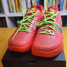 Nike Kobe 6 Proto Reverse Grinch Size 12 Limited Edition Sporty Red Basketball Shoes With Rubber Waffle Outsoles, Red Basketball Shoes With Rubber Waffle Outsoles, Reverse Grinch, Kobe 6, Mens Shoes Sneakers, Grinch, Nike Shoes, Men's Shoes, Shoes Sneakers