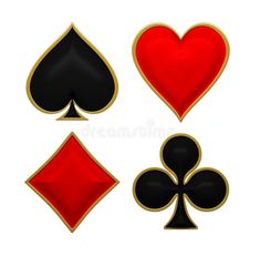 four card suits with hearts, spades and diamonds on white background royalty illustration stock illustration