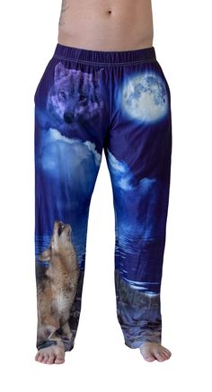 Watching Television, Comfortable Pajamas, Howling Wolf, Wolf Moon, Perfect Pant, Fire Fits, Lounge Pajamas, Moon Print, Pants For Men