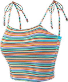 Spring Vacation Striped Halter Top, Trendy Spaghetti Strap Tank Top For The Beach, Trendy Spaghetti Strap Tank Top For Beach, Trendy Striped Crop Top Tank, Spring Striped Halter Top, Striped Halter Top For Spring And Summer, Cotton Crop Top With Tie Straps For Beach, Summer Crop Top With Knotted Straps, Beach Crop Top With Tie Straps