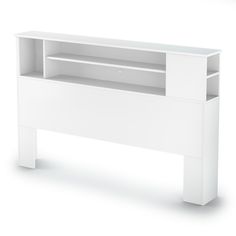 a white bookcase with shelves on both sides