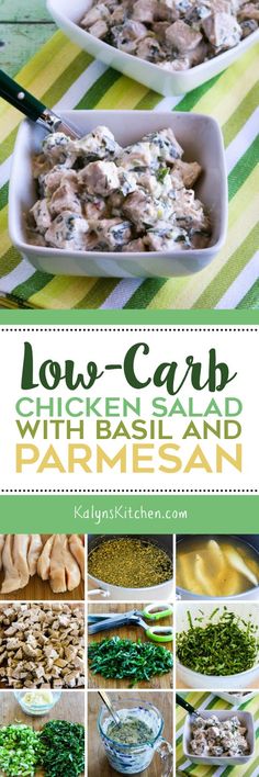 the cover of low carb chicken salad with basil and parmesan is shown