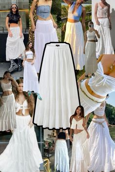 #outfits #beach #ootd #aesthetic #pinterest White Maxi Skirt Outfit, Mexican Outfits, Summer Core, Skirt Outfits Aesthetic, Maxi Skirt Outfit, White Maxi Skirt, Sixth Form