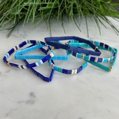 Shades of Blue Stackable Beaded Bracelets Glass Tile - Etsy Stackable Beaded Bracelets, Tila Beads, Elastic Bracelet, Glass Tile, How To Make Beads, Bracelet Gift, Shades Of Blue, Gift For Her, Tile