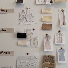 the wall is covered with many different types of clothing and accessories, including clothes tags