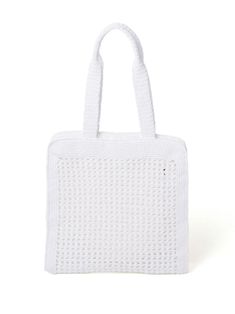 Find MIU MIU Crochet Appliqué Bag on Editorialist. This Miu Miu bag is crafted from white crochet knit and features an appliqué logo, two top handles, an open top, a main compartment, an internal zip-fastening pocket, and a partial lining. It includes a protective dust bag. Crochet Bag White, Miu Miu Crochet, Crochet Appliqué, Miu Miu Bag, Chanel 2, Crochet Applique, Summer Beach Wear, Fine Earrings, White Crochet