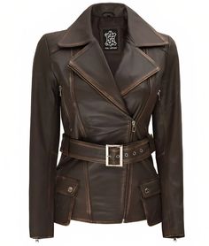 Rub Off Brown Moto Leather Jacket For Women
This asymmetrical style rub off brown belted moto leather jacket is made with real lambskin to ensure durability and its extra detailing provides a gorgeous look with any clothing. Features include wide lapels, asymmetrical closure, waist belt, and multiple pockets. If you are in search of something fashionable and comfy, then don't miss this belted dark brown moto leather jacket by Fan Jackets.

 

 

 

FAQs

	
		
			
			How long will Belted Leather Jacket, Female Leather Jacket, Viking Fashion, Biker Outfits, Punk Academia, Addison Aesthetic, Leather Motorcycle Jacket Women, Asymmetrical Leather Jacket, Modern Viking