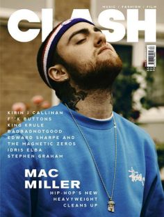 the cover of clash magazine with a man wearing a blue shirt and headband looking up