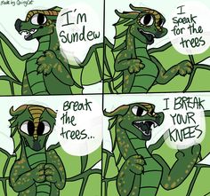 a comic strip with an image of a dragon saying i'm sundew