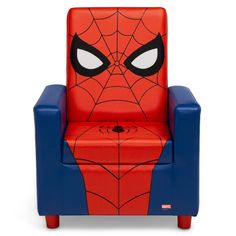 a spiderman chair with eyes on it