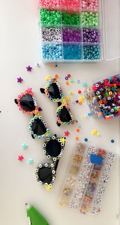 the supplies needed for making beaded sunglasses