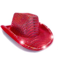 Red Sequin Light Up Led Flashing Cowboy Hat With Sequins White Leds, Cowgirl Red Party Hat, One Size Fits Most, Fun Red Wide Brim Hat, Red Fitted Trendy Hat, Trendy Fitted Red Hat, Red Fitted Hat For Rodeo, Fitted Red Hat For Rodeo, Fitted Red Rodeo Hat, Red Hat For Rodeo, One Size Fits Most, Red Rodeo Hat, One Size Fits Most