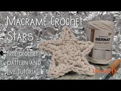 a crochet star next to some yarn