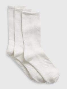 Crew Socks (3-Pack) | Gap White Socks Aesthetic, Figure Skating Clothes, White Tube Socks, Skating Clothes, Long White Socks, White Crew Socks, Cream Socks, Socks Aesthetic, Cuban Shirts