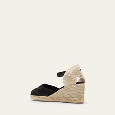 Castaner "Carol" cotton espadrille pumps 2.36 in / 60 mm braided-jute wedge heel; 0.75 in / 20 mm platform Round toe Adjustable ankle strap Rubber outsole Lining: Leather Do not iron, dry clean Made in Spain Straw Espadrilles With Ankle Strap And Woven Sole, Ankle Strap Espadrilles With Woven Sole, Wedge Espadrilles, Ankle Strap Wedges, Wedge Heels, Ankle Strap, Espadrilles, Tops Designs, Wedges