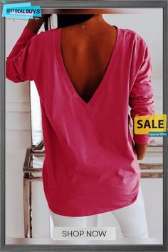 Women 2 Ways Wear Long Sleeve Shirt Pink V-neck Solid Color Tops, Pink Solid Color V-neck Tops, Casual Long Sleeve Solid Color V-neck Top, Pink V-neck Shirt For Fall, Solid Color Cotton V-neck Top, Long Sleeve Solid Color Summer Tops, Summer Solid Color Long Sleeve Tops, Summer Cotton V-neck Long Sleeve Top, Pink Tops For Fall