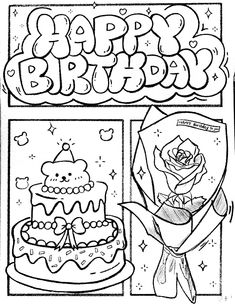 Drawings For Mom Birthday, Fnaf Food, Hippie Coloring Pages, Colouring Sheets For Kids, School Drawings, Happy Birthday Drawings, Happy Birthday Coloring Pages, Hello Kitty Colouring Pages, Birthday Coloring Pages