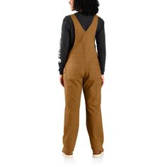 These women's bibs have the classic look of our duck overalls, but with a soft stretch-canvas construction that gives you full freedom to move. The zip pocket on the chest is large enough to fit a phone, and the several slip-in pockets have various sizes to accommodate your different tools. A double layer at the knees increases the durability factor plus gives you a place to stick your knee pads.Features8.5-ounce, 97% cotton / 3% elastaneBuilt to move with Rugged Flex® stretch technologyLoose fi Work Overalls, Carhartt Womens, Carhartt Women, Bib Overalls, Work Wear Women, Knee Pads, Loose Shorts, Suspenders, Bibs