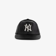 Vintage New York Yankees Leather Hat – Aimé Leon Dore Casual Leather Six-panel Baseball Cap, Casual Leather Baseball Cap With Curved Brim, Classic Leather Six-panel Baseball Cap, Leather Baseball Cap For Streetwear, Classic Leather Snapback Baseball Cap, Leather Six-panel Baseball Cap With Leather Patch, Black Leather Travel Hat, Adjustable Leather Hat For Streetwear, Leather Baseball Cap With Leather Patch