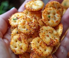 small crackers are being held in someone's hand