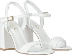 White Evening Sandals With Removable Insole, White Ankle Strap Sandals With Reinforced Heel, White Ankle Strap Sandals With Removable Insole, White Leather Heels With Ankle Strap, White Open Heel Shoes With Removable Insole, White Heels With Removable Insole And Open Heel, White Leather Ankle Strap Heels, White Leather Sandals With Reinforced Heel, White Ankle Strap Sandals For Evening