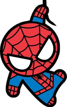 a spiderman face with blue and red stripes on it's chest, sitting in front of a white background