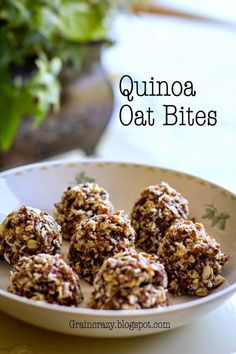 quinoa oat bites in a bowl on a table