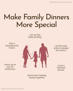 the family dinner menu is shown in pink