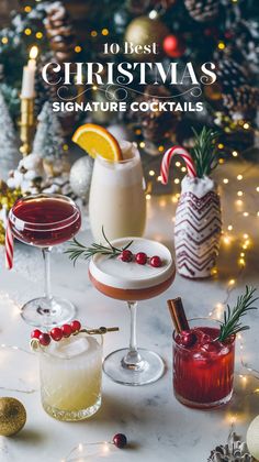 Discover the 10 Best Christmas Signature Cocktails that will delight your guests this holiday season! From refreshing Peppermint Martinis to festive Cranberry Margaritas, these seasonal cocktails are perfect for your Christmas party. Elevate your celebrations with these delicious Christmas party recipes that pair perfectly with your favorite Christmas party food. Cheers to unforgettable moments with these must-try Christmas cocktails! Christmas Sour Cocktail, Glitter Cocktails Christmas, Ornament Cocktail Recipe, Christmas Cocktails Big Batch, Signature Holiday Cocktails, Signature Christmas Drink, Savory Cocktail Recipes, Christmas Cocktail Names, Cranberry Cocktails Christmas