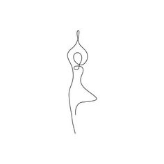 a single line drawing of a woman doing yoga