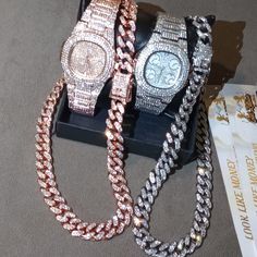 Two 18" Chains & Two Watches Australian Prototypes. Real Lab Diamonds Vvs Clarity & Gold 4x's No Tarnish Stainless Steel W/ Durable Shine Protection 90 Day Warranty "Look Like Money Without Overspending" Yes, Real Diamonds, But Not Worth Much Because They're Lab Produced = Look Identical To Natural Diamonds. Long Lasting Quality Control *They Will Not Tarnish If You Clean With Mild Soap & Never Use Harsh Chemicals. Positive Reviews Thank You For Shopping With Queenie Sneaker Match Tees, Real Diamonds, Lab Diamonds, Mild Soap, Quality Control, Accessories Watches, Chemicals, Natural Diamonds, Lab