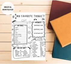 this is an image of a printable my favorite things list