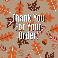 the words thank you for your order are surrounded by leaves