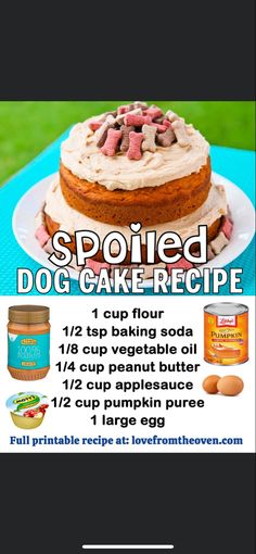 an advertisement for a dog cake recipe