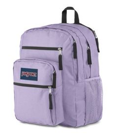 Go big with the Big Student backpack. Two large main compartments offer ample storage for your supplies, a dedicated laptop sleeve helps keep your electronics safe, and zippered utility pockets keep all of your gear organized. Big has never looked so cool. Light Purple Jansport Backpack, Jansport Backpacks Purple, Jansport Big Student Backpacks, Purple Jansport Backpacks, Jansport Backpacks Aesthetic, Big Backpacks For School, Girly Backpacks