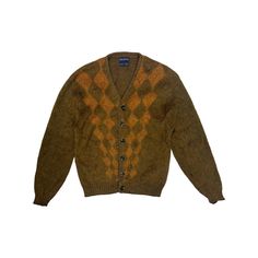 Vintage Van Heusen Argyle Mohair Cardigan General Wear With Some Moth Holes Very Grungy Kurt Cobain Look Classic Long Sleeve Mohair Cardigan, Classic Mohair Outerwear, Classic Mohair Long Sleeve Outerwear, Classic Long Sleeve Mohair Outerwear, Vintage Brown V-neck Cardigan, Vintage Wool V-neck Cardigan, Shop Sweaters, Sweaters Vintage, Argyle Cardigan