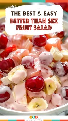 This Better Than Sex Fruit Salad Recipe is the perfect blend of tropical fruit and creamy delight. Ready in just 10 minutes, it's a crowd-pleaser for any occasion! Add your favorite fresh fruits for an extra twist. Make this irresistible dish today and wow your guests! Better Than Fruit Salad, Cranberry Pineapple Fluff Salad, Homemade Fruit Salad Dressing, Fruit Salad Recipe With Cream Cheese, Whipped Fruit Salad, Easy Breakfast Ideas With Fruit, Fruit Salad With Cool Whip And Pudding, Hello Fruit Salad, Fruit Salad Jello Recipe