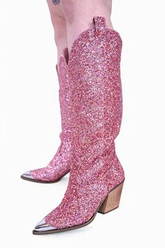 Glitter Cowgirl Boots, Glitter Cowgirl, Closet Colors, Rodeo Queen, Glitter Boots, Perfect Pink, Barbie Movies, Cowgirl Boots, Pink Glitter