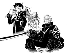 Zoro And Luffy, Luffy Zoro Nami, Luffy Nami, Black And White One Piece, One Piece Photos, Luffy Zoro, Zoro Nami, Tv Icon, Popular Manga