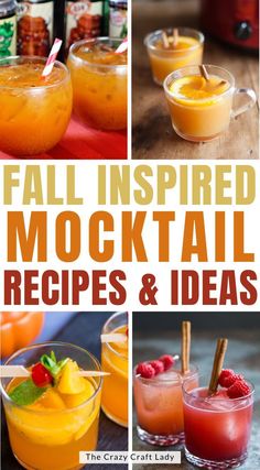 fall inspired cocktails and drinks with text overlay