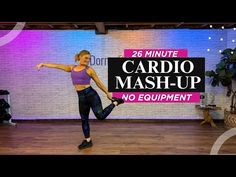 a woman is doing a cardio mashup on the dance floor