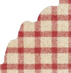 a red and white checkered pattern on a piece of fabric that has been cut in half