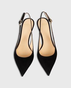 Kitten Heel Slingback in Black Suede | Shop Ann Mashburn Ann Mashburn, Kitten Heel, Free Bag, Sling Backs, Black Suede, Perfect Pair, Suede Leather, In The Heights, Kitten Heels