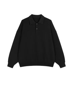 91% cotton 9% spandex Collared Sweatshirt For Winter Streetwear, Winter Collared Sweatshirt For Streetwear, Black Cotton Polo Sweater With Ribbed Collar, Classic Collared Sweatshirt For Fall, Classic Collared Fall Sweatshirt, Collared Tops With Ribbed Cuffs For Streetwear, Stretch Cotton Sweatshirt With Ribbed Collar, Black Cotton Polo Sweater, Collared Cotton Sweatshirt