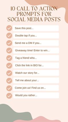 an email form with the text 10 call to action promps for social media posts