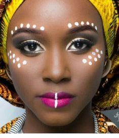 Nigerian Face Paint, African Face Paint, Carnaval Make-up, Afro Jewelry, African Makeup, Tribe Design, Face Paint Makeup, Face Painting Designs, Afro Punk