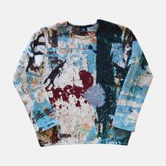 Multicolor Cotton Jacquard Knit Sweater, Artistic Cotton Sweatshirt For Winter, Oversized Multicolor Wool Sweater, Fitted Multicolor Cotton Sweater, Artistic Long Sleeve Sweatshirt For Winter, Artistic Long Sleeve Winter Sweatshirt, Fitted Multicolor Crew Neck Sweater, Fitted Multicolor Jacquard Knit Sweater, Multicolor Wool Sweater